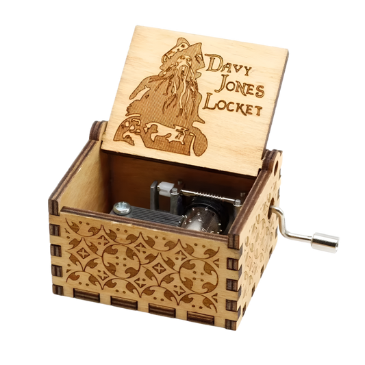 Dark-toned wooden music box inspired by Pirates of the Caribbean, plays Davy Jones’ Theme.